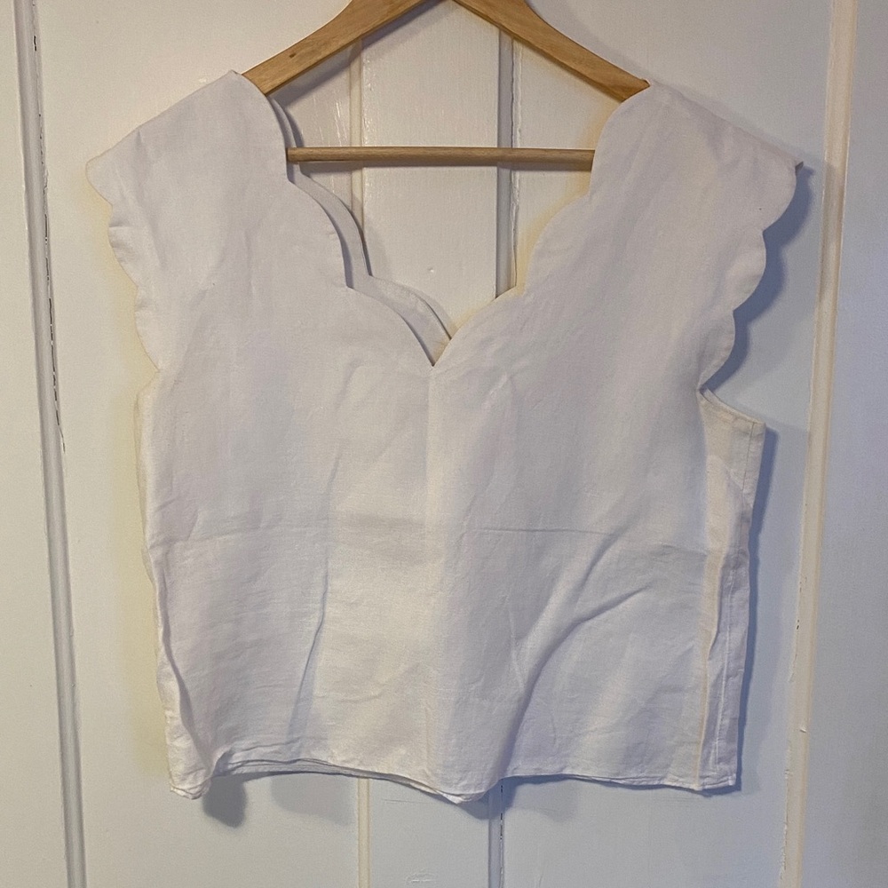 & Other Stories Ivory Scalloped Blouse